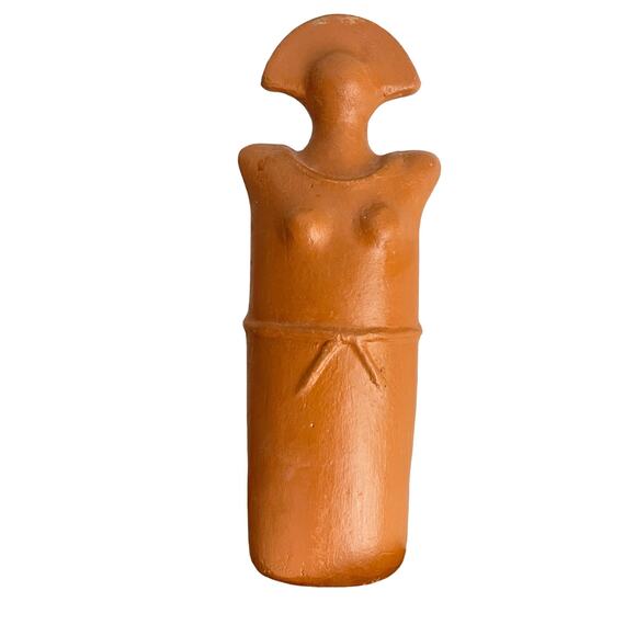 Handcrafted Terracotta Female Figurine Ancient Style Home Décor Statue - Picture 1 of 10